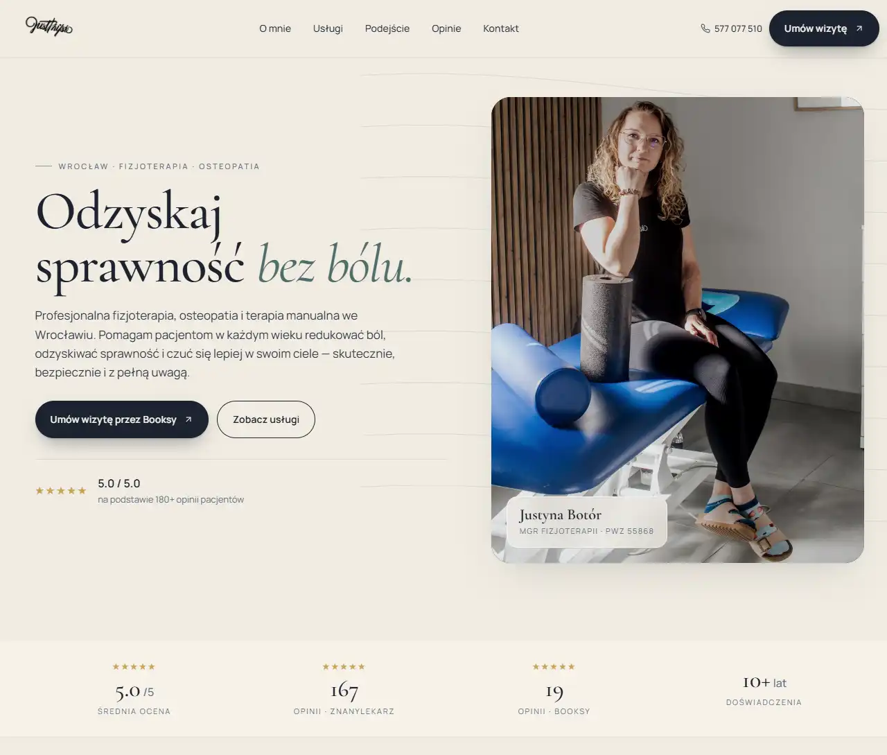 JustPhysio — strona fizjoterapeuty